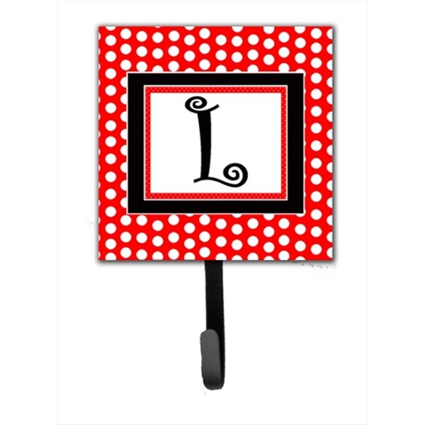 Carolines Treasures Letter L Initial Monogram - Red Black Polka Dots Leash Holder Or Key Hook CJ1012-LSH4 - main